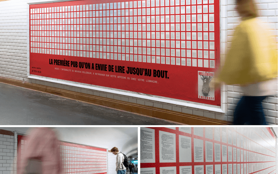 ACTES SUD AFFICHE L’INTÉGRALITÉ DU TOME 8 DE MILLÉNIUM DANS LE MÉTRO