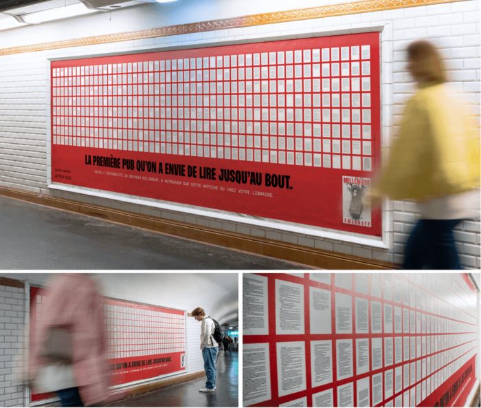 ACTES SUD AFFICHE L’INTÉGRALITÉ DU TOME 8 DE MILLÉNIUM DANS LE MÉTRO