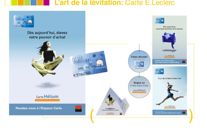 L’art de la lévitation – carte de fidélité E. Leclerc, dispositif PLV