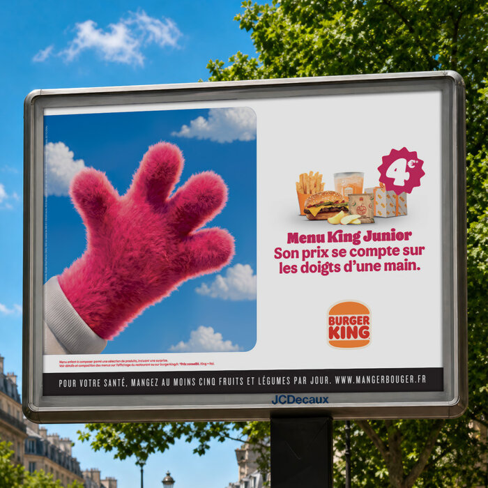 4€ LE MENU KING JUNIOR. COMME LES 4 DOIGTS DE LA MAIN.
