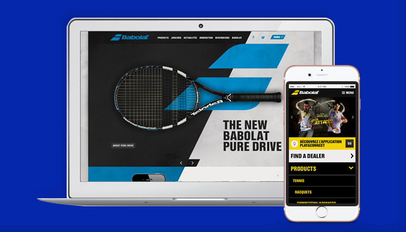 Campagne digitale Babolat Jeu. Site. Et match Babolat