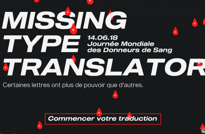 Publicis Conseil se joint à l’EFS pour la Journée Mondiale                      des Donneurs de Sang en créant le Missing Type Translator