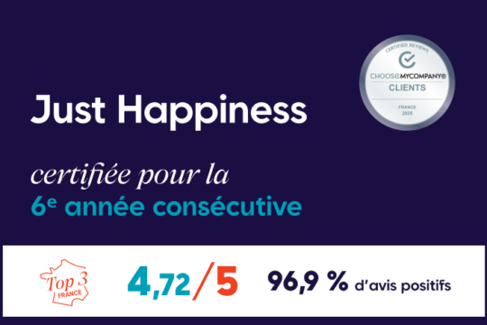 Just Happiness certifiée Happy Clients pour la 6ème année consécutive