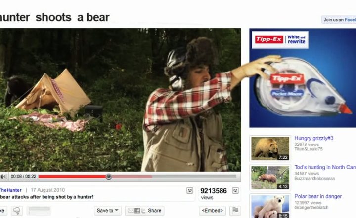 A hunter shoots a bear